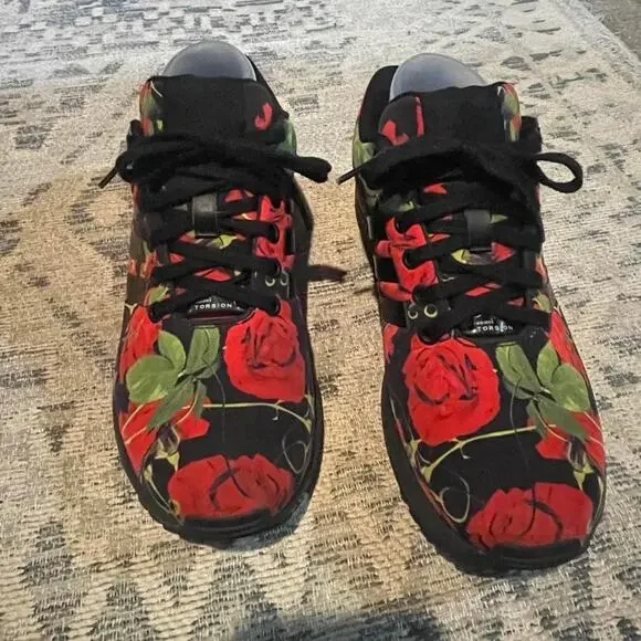 Adidas zx flux red floral sneakers women's size 7 - Picture 4 of 8